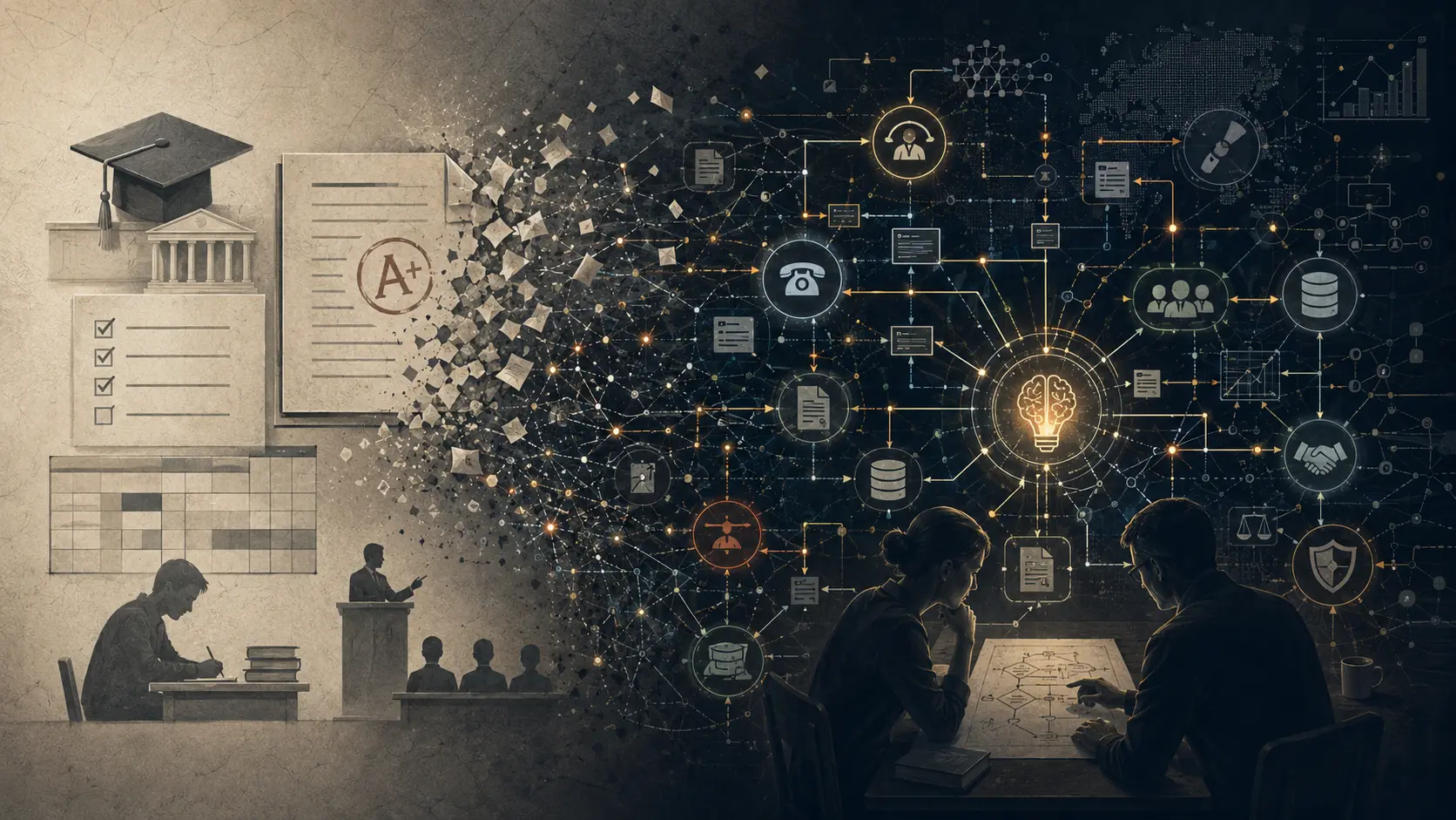 Conceptual collage of education, data models and analytical reasoning