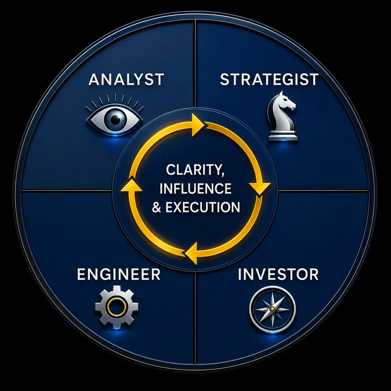 The AXIS4 circular value model showing Analyst, Strategist, Engineer and Investor operating modes